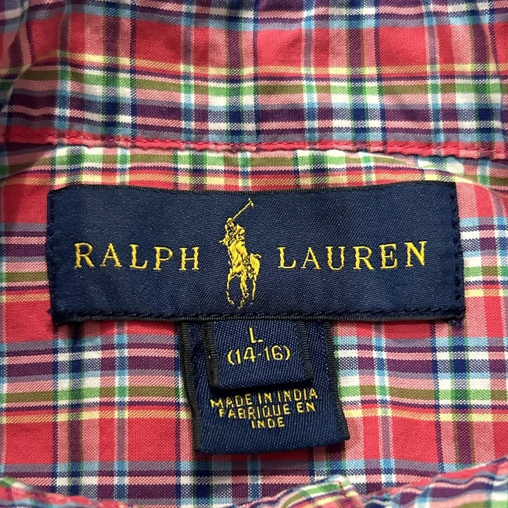 Boys RALPH LAUREN Button Front L/S Shirts Casual Large 14-16 Made India Lot Of 2